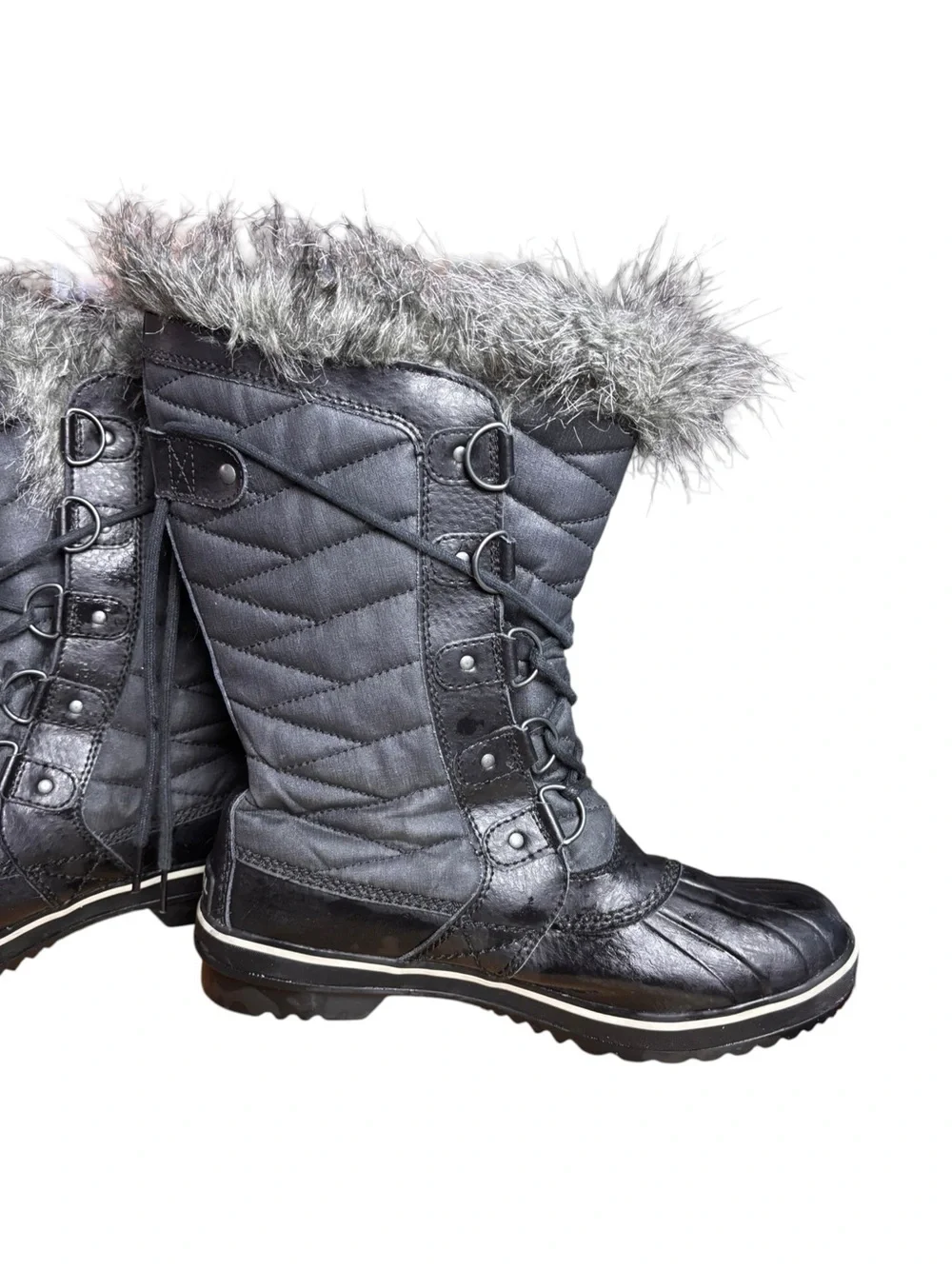 Sorel Tofino II Waterproof Faux Fur Winter Boots – Gray/Black – Women’s 9